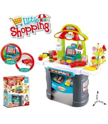 Голям супермаркет с касов апарат, четец, звук, светлина, 61 части