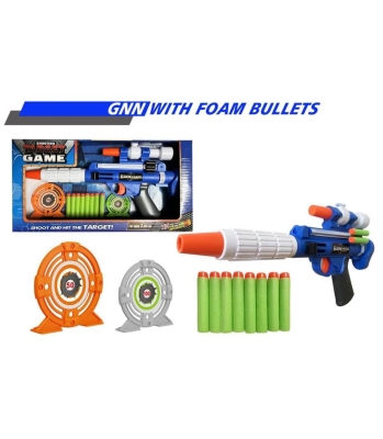 Пушка с Меки Патрони и Мерник, 2 мишени и 8 куршума от EVA пяна