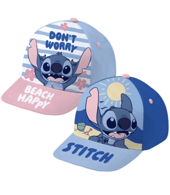 БЕБЕШКА ШАПКА С КОЗИРКА STITCH СИН/РОЗОВ 44/46 : Цвят - Син