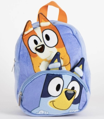 Раница за Детска Градина Плюшена с Преден Джоб Блуи Bluey с Голям и Малък Джоб и Ушички Bluey