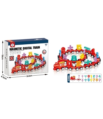 Дървен Магнитен Влак с Цифри