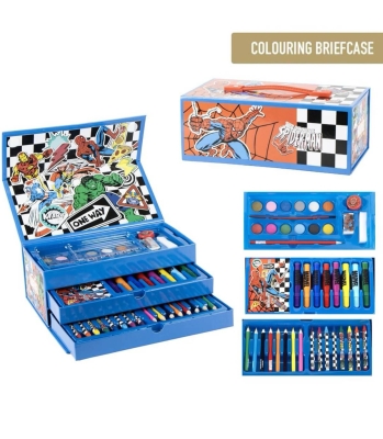 Триетажен Куфар с Моливи, Флумастери и Бои Спайдърмен, Spider-Man