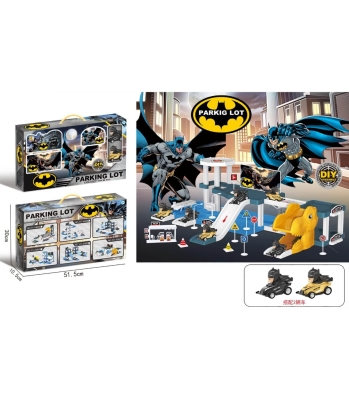 Голям Паркинг Батман на 2 нива, Пързалка, Бензиностанция, Batman с 2 Коли
