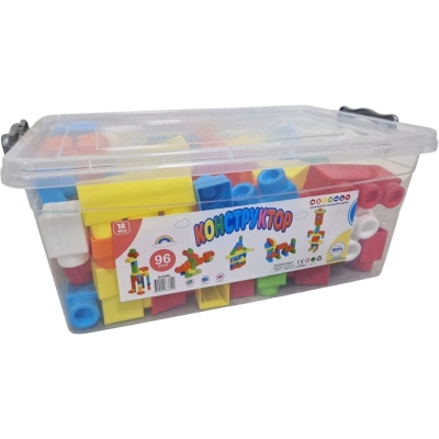 Конструктор Едри Части 96 Елемента в Пластмасова Кутия с Закопчалки 41×18×29 см