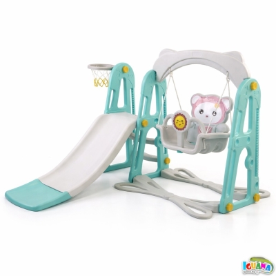 Детска Пързалка с Люлка Дължина на Улея 115 см, Синя