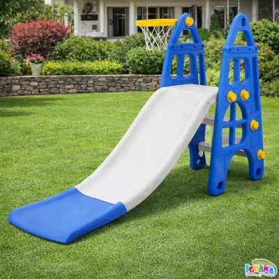 Детска Пързалка с Баскетболен кош, Синя