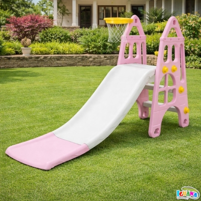 Детска Пързалка с Баскетболен кош, Розова