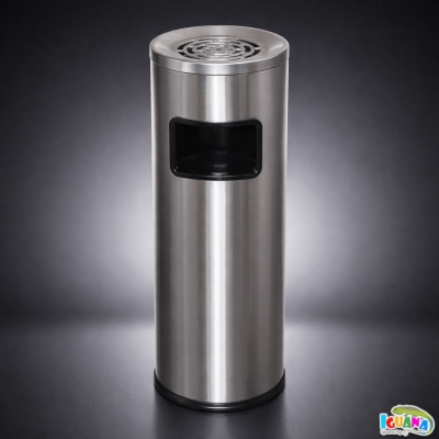 Външен Пепелник с Кош за Боклук от Неръждаема Стомана Ф 25×70 см	
