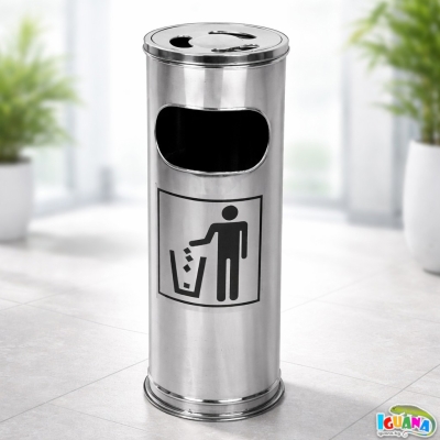 Външен Пепелник Инокс с Кошче за Отпадъци – Стоящ Метален Пепелник за Навън, Различни Размери