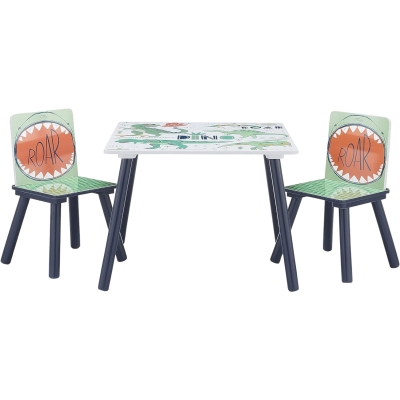 Детска Маса със Столчета  за Рисуване, Игра, Хранене, Дървена, DINOSAUR