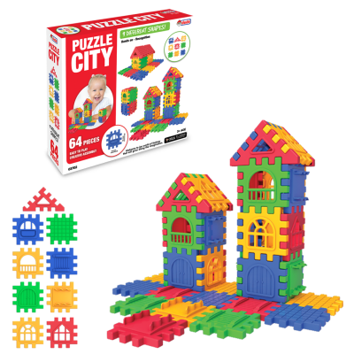 Конструктор - пъзел 2в1 CITY, 64 части, DEDE