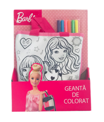 Чанта за оцветяване Barbie с 6 измиващи се флумастери Барби