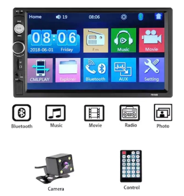 Мултимедия MP5 плейър 7010B Bluetooth V2.0 Автомобилен аудио + КАМЕРА ЗА ПАРКИРАНЕ