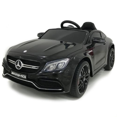 Акумулаторна кола Mercedes Benz C63 AMG, Черен металик, 12V, с меки гуми, отварящи се врати | Iguana.bg