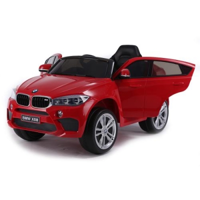 Акумулаторен джип BMW X6M Червен, 12V с меки гуми, кожена седалка и отварящи се врати | Iguana.bg