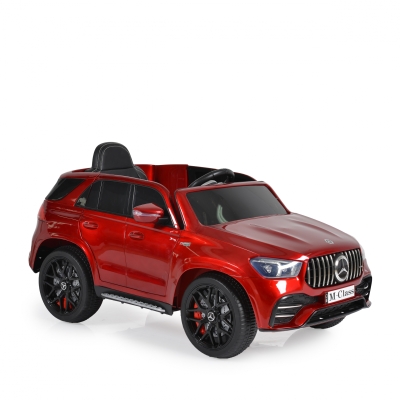 Акумулаторен джип Mercedes M Class Червен Металик, 12V с меки гуми и кожена седалка | Iguana.bg