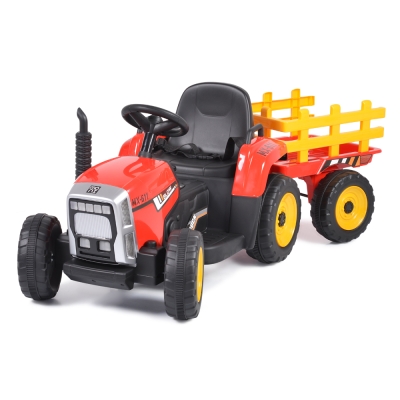 Акумулаторен трактор Farmer Червен 12V с ремарке | Iguana.bg