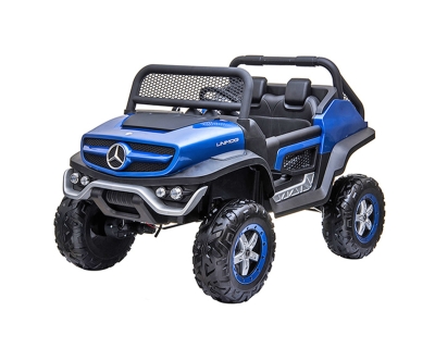 Лицензиран Акумулаторен джип Mercedes Benz Unimog Син металик 12V с две места | Iguana.bg