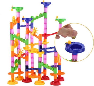 Конструктор цветна писта, пързалка с топчета, 105 Части - Iguana.bg