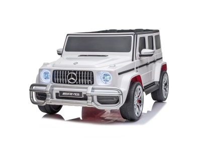 Лицензиран Акумулаторен джип Mercedes AMG G63 Бял, 12V отварящи се врати и LED светлини | Iguana.bg