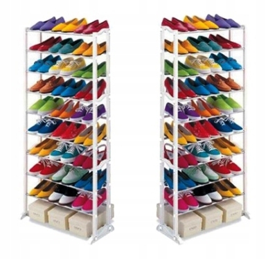 Голяма етажерка за обувки 30 чифта, метална, 10 нива