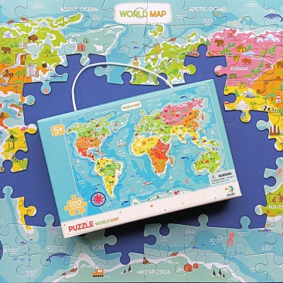 Пъзел Карта на Света, 100 елемента, World Map, DODO