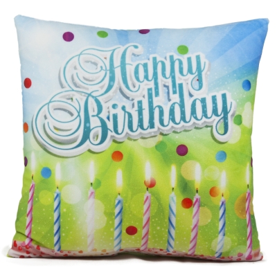 Възглавница /Happy Birthday/ със свещички, 34х34 см