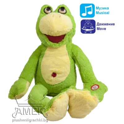 Интерактивна играчка, Плюшена жаба с мигащи очи, 25 см