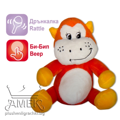 Бебешка играчка животинче с дрънкалка Маймуна 22 см