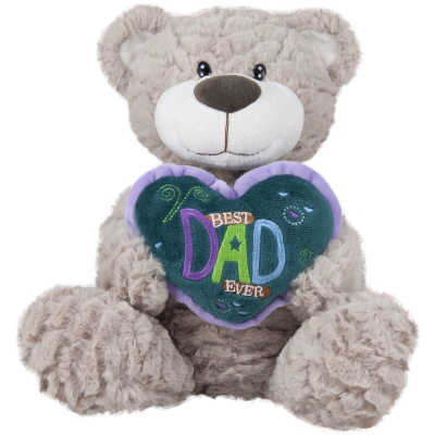 Рошаво плюшено мече със сърце 'BEST DAD EVER' 27 см