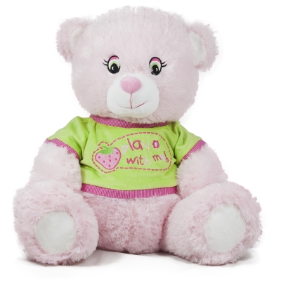 Плюшено розово мече с тениска „Play with me“, 55см