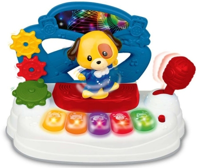 WINFUN Цветно Пиано с Танцуващо Куче,звук и светлини, Beat Bop
