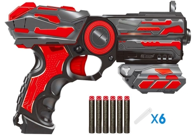 RED GUNS Игрален Комплект  Пистолет с пълнител, 6 меки стрели, бинокъл и белезници