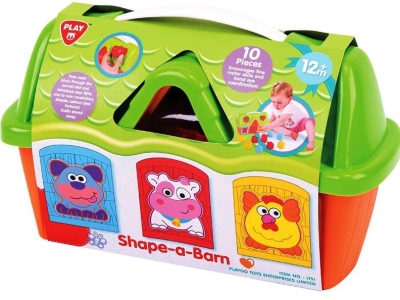 PLAYGo Къща сортер с 10 формички  SHAPE AND LOCK BARN