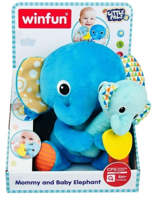 WINFUN Плюшен Слон с Бебе Слонче - Дрънкалка Little Pals