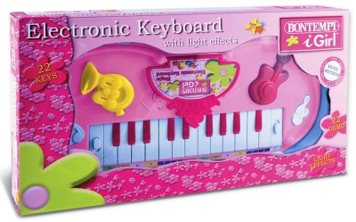 Bontempi - Синтезатор със светлинни ефекти за момиче, 22 клавиша