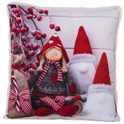 Възглавница с коледни играчки, 34х34см