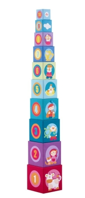Дървена играчка Sevi - Кубчета приказка, цифри и герои