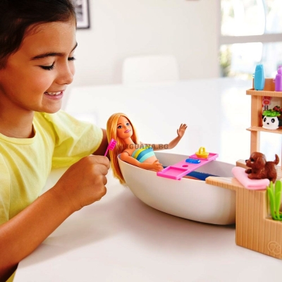 Кукла Барби Barbie - СПА Комплект за игра вана с мехурчета