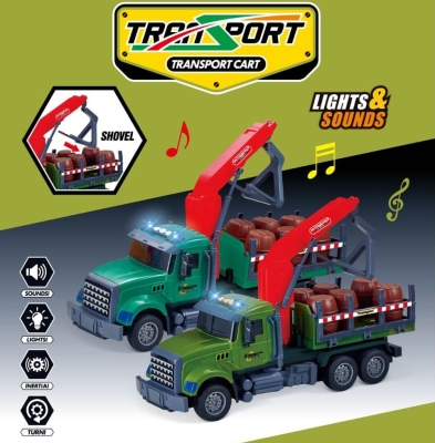 Голям Товарен Камион с Кран + Звук, Светлина, Подвижна Кука и Инерционен механизъм