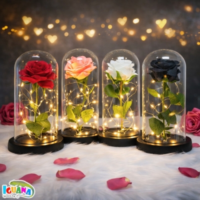 Светеща LED Роза в Стъкленица с USB Зареждане, 3 Цвята, Луксозна Подаръчна Кутия