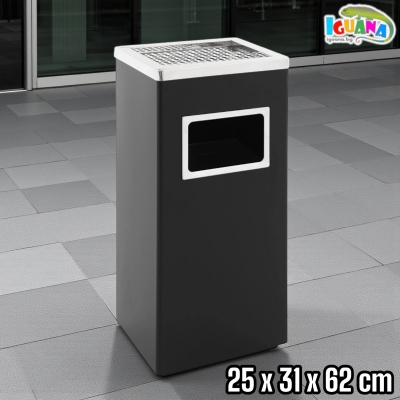 Външен Пепелник с Кош за Боклук от Неръждаема Стомана Правоъгълен 25×31 см