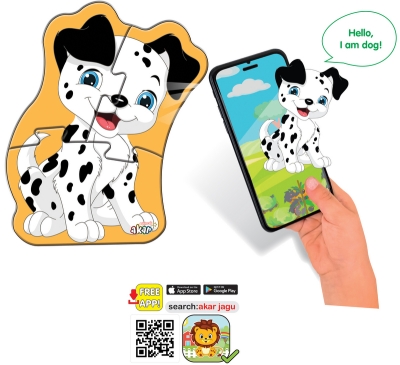 Говорещ и Разказващ Пъзел „Далматинец“ на Български – 4 Елемента (16×13 см), от EVA Пяна, с Добавена Реалност на 16 Езика