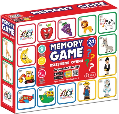 Говореща и Разказваща Мемо Игра „Памет с Животни“ на Български – 28 Елемента, 14 Двойни Карти (7×7 см), с Добавена Реалност на 16 Езика, 24×12×5 см