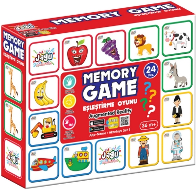 Говореща и Разказваща Мемо Игра „Памет с Плодчета“ на Български – 28 Елемента, 14 Двойни Карти (7×7 см), с Добавена Реалност на 16 Езика, 24×12×5 см