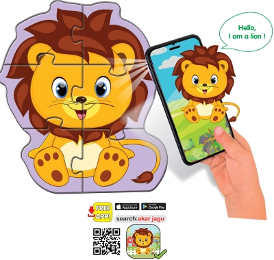 Говорещ и Разказващ Пъзел „Лъвче“ на Български – 6 Елемента (16×13 см), от EVA Пяна, с Добавена Реалност на 16 Езика