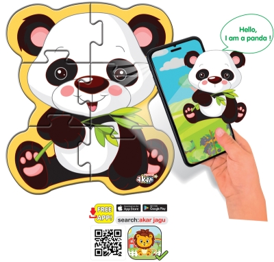 Говорещ и Разказващ Пъзел „Панда“ на Български – 6 Елемента (16×13 см), от EVA Пяна, с Добавена Реалност на 16 Езика