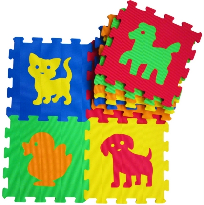 Пъзел Подложка за Под 33×33 см 10 мм 10 Броя с Форми на Животни от EVA Пяна без Формамиди, Фталати и Бисфенол