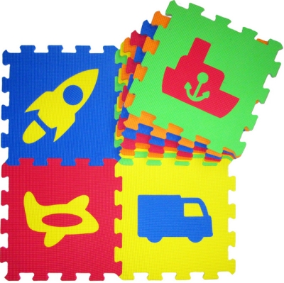 Пъзел Подложка за Под 33×33 см 10 мм 10 Броя с Форми на Коли от EVA Пяна без Формамиди, Фталати и Бисфенол