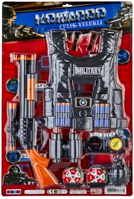 Командос Комплект с Бронежилетка и Пушка с Оптика с Меки Патрони 65×39×4